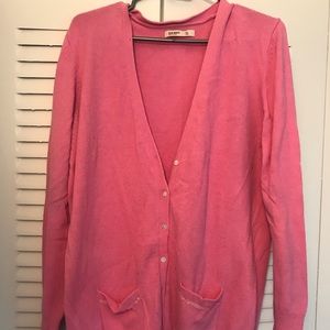 Pink cardigan w/ sequin detailing on pockets